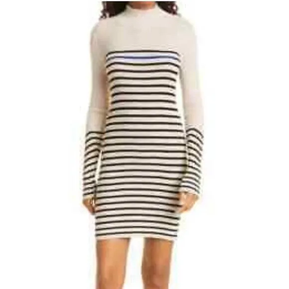 Rag &amp; Bone Dress Kate Stripe T-Neck Cashmere/Cotton Blend Dress Size Small