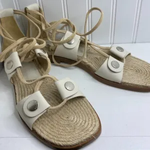Rag &amp; Bone Evelyn Lace up Flat Leather Sandal Size in Ivory color Size 9