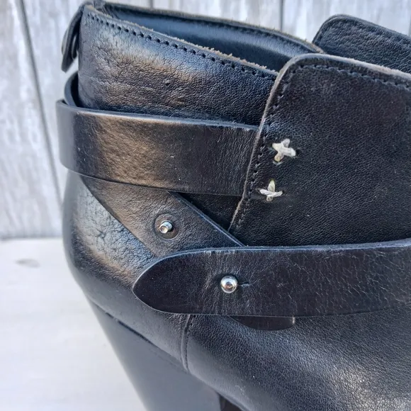 Rag &amp; Bone Harlow Womens Sz 36.5 Booties Black Leather Ankle Boots High Heel