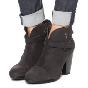 rag &amp; bone Harrow Suede Booties Harness Stacked Heel Strap Boots