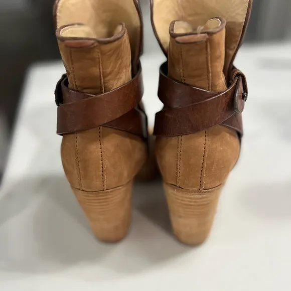 Rag &amp; Bone Kinsey Bootie Camel Suede Leather 36.5 / US 6.5 Heel Boots‎ Slip On