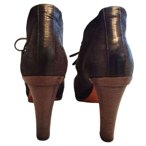 Rag &amp; Bone 'Lovell' Suede Leather Lace Up Ankle Heeled Boots, Size 38.5, Black