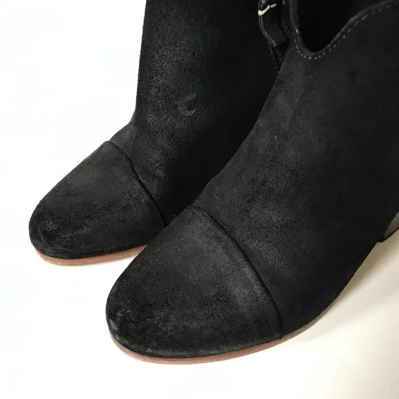 Rag &amp; Bone Margot Boots Booties Womens 38 8 Black Suede Leather Dual Zip Shoes