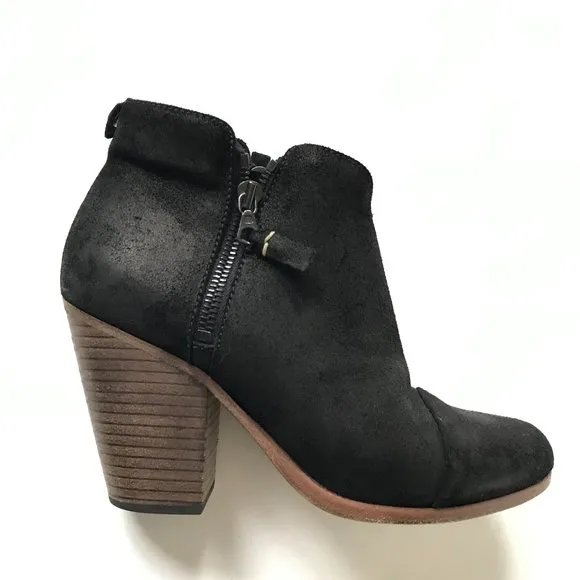 Rag &amp; Bone Margot Boots Booties Womens 38 8 Black Suede Leather Dual Zip Shoes