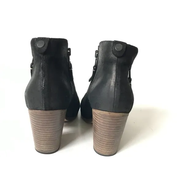 Rag &amp; Bone Margot Boots Booties Womens 38 8 Black Suede Leather Dual Zip Shoes