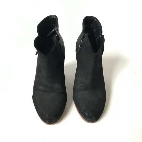 Rag &amp; Bone Margot Boots Booties Womens 38 8 Black Suede Leather Dual Zip Shoes