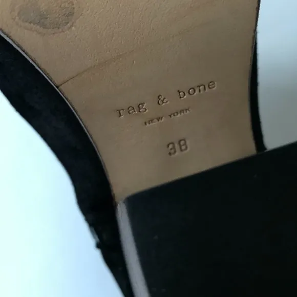 Rag &amp; Bone Margot Boots Booties Womens 38 8 Black Suede Leather Dual Zip Shoes