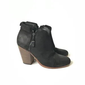 Rag &amp; Bone Margot Boots Booties Womens 38 8 Black Suede Leather Dual Zip Shoes