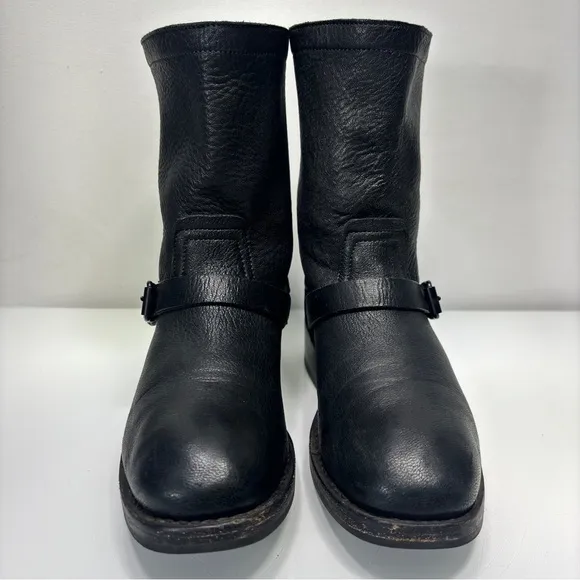 Rag &amp; Bone Oliver Black Leather Slip On Moto Biker Boots Size 37.5