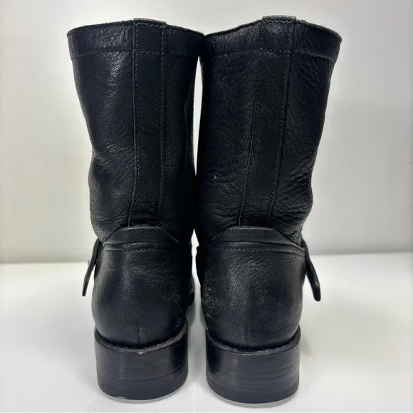 Rag &amp; Bone Oliver Black Leather Slip On Moto Biker Boots Size 37.5