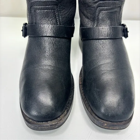 Rag &amp; Bone Oliver Black Leather Slip On Moto Biker Boots Size 37.5