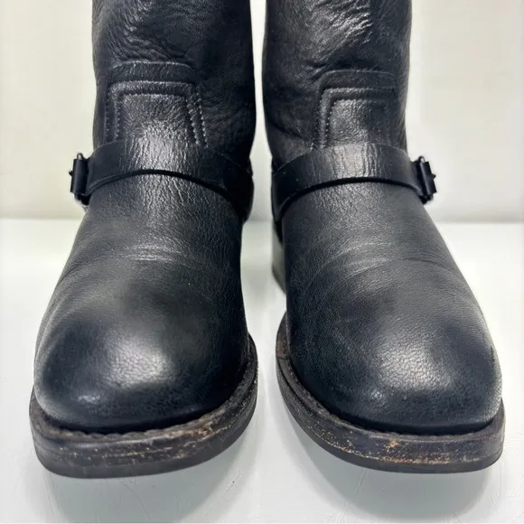 Rag &amp; Bone Oliver Black Leather Slip On Moto Biker Boots Size 37.5