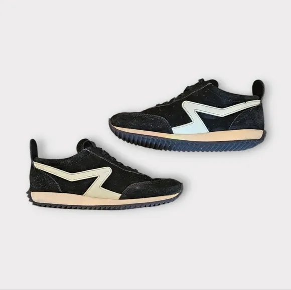 Rag &amp; Bone Retro Runner Low Top Black Suede Sneakers