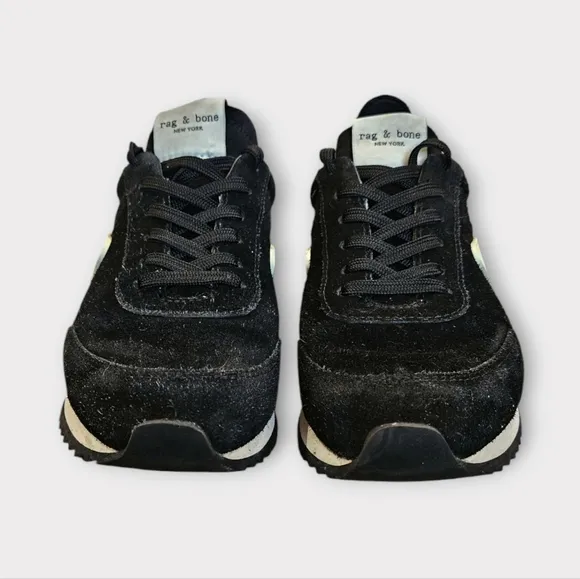 Rag &amp; Bone Retro Runner Low Top Black Suede Sneakers