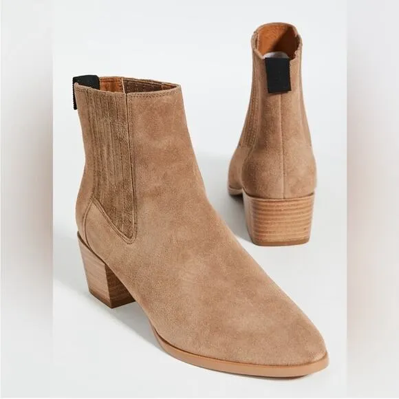 Rag &amp; Bone Rover Suede Chelsea Boot Almond Toe Ankle Booties Slip On