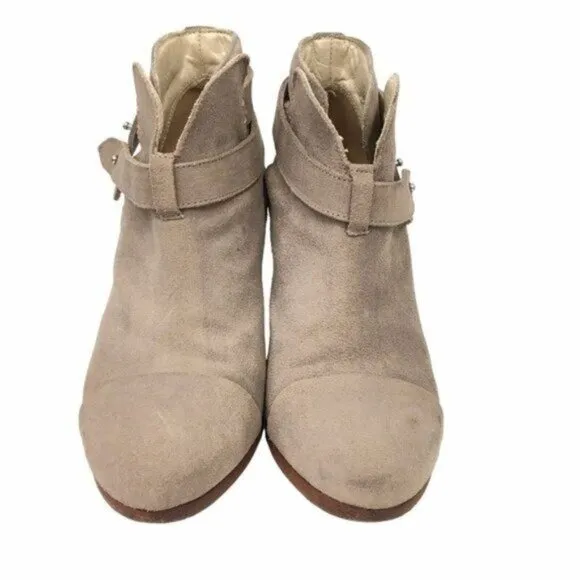 Rag &amp; Bone Suede Ankle Boots Women Size 8 Harrow Taupe Tan Suede Stacked Heel