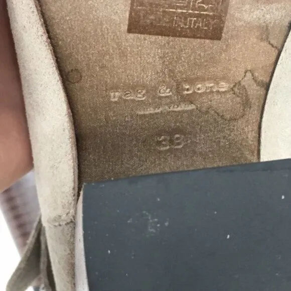 Rag &amp; Bone Suede Ankle Boots Women Size 8 Harrow Taupe Tan Suede Stacked Heel
