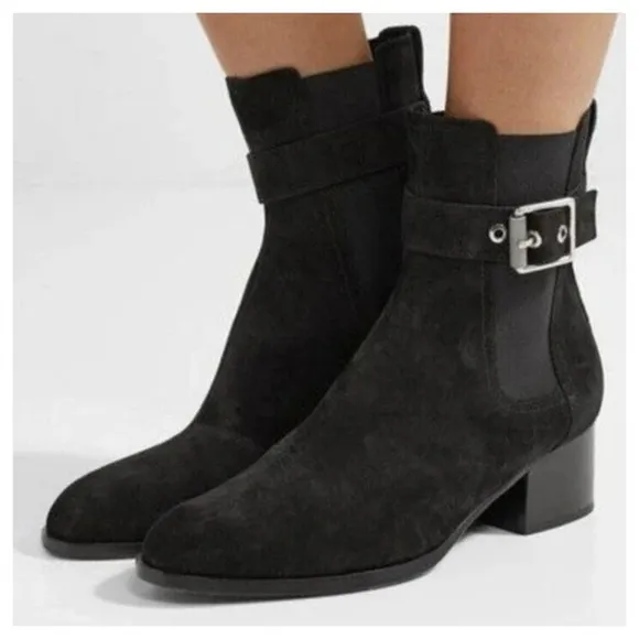 Rag &amp; Bone - Wilson Buckled Suede Ankle Boots -Charcoal gray size 37 US 6.5