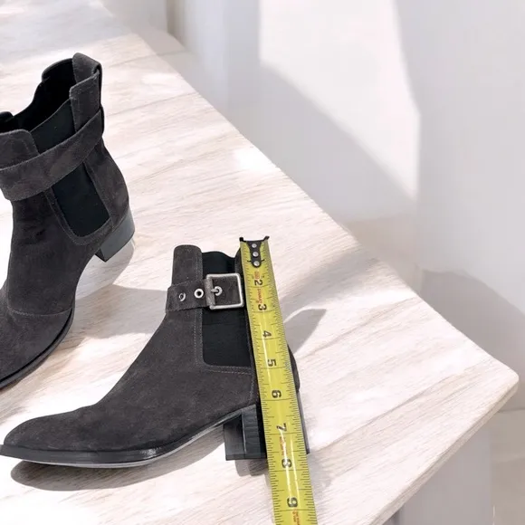 Rag &amp; Bone - Wilson Buckled Suede Ankle Boots -Charcoal gray size 37 US 6.5