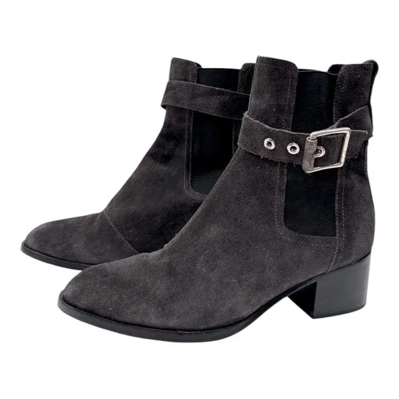 Rag &amp; Bone - Wilson Buckled Suede Ankle Boots -Charcoal gray size 37 US 6.5