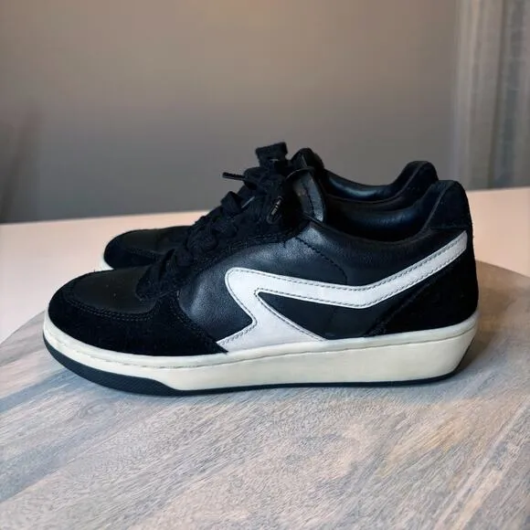 Rag &amp; Bone Women’s Retro Court Black White Leather Sneakers EU Sz 37 US Size 7