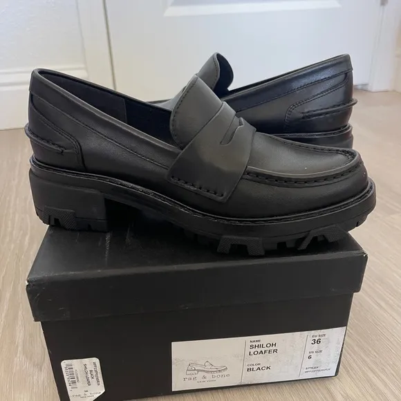 Rag and Bone Shiloh Loafers Leather Black 36