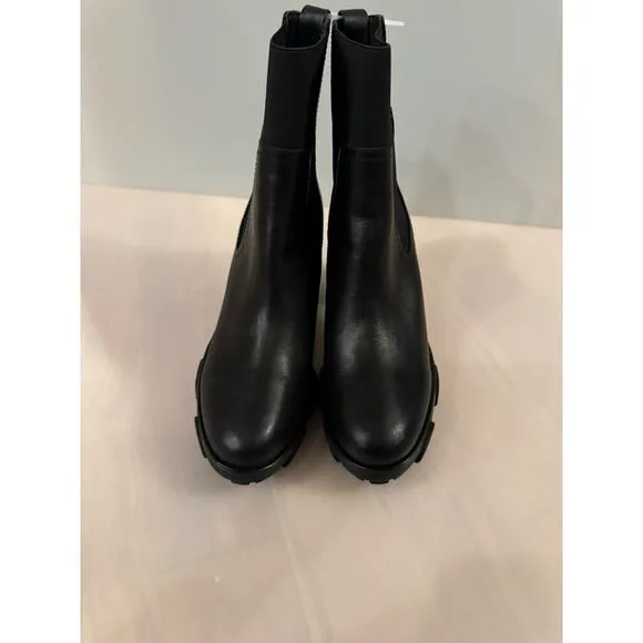 Rag&amp;Bone Shiloh Black Grain Leather Platform Heel Boots size 11IS EUR41