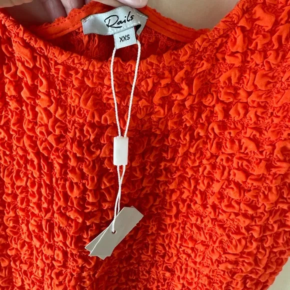 RAILS Julie Orange T-Shirt Bodycom Stretchy Popcorn  Mini Dress Size XXS
