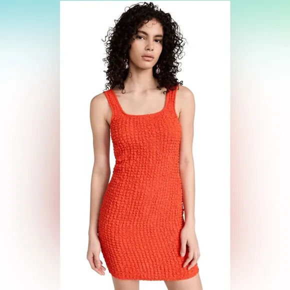 RAILS Julie Orange T-Shirt Bodycom Stretchy Popcorn  Mini Dress Size XXS