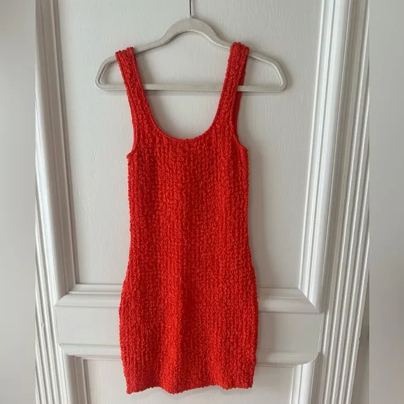 RAILS Julie Orange T-Shirt Bodycom Stretchy Popcorn  Mini Dress Size XXS