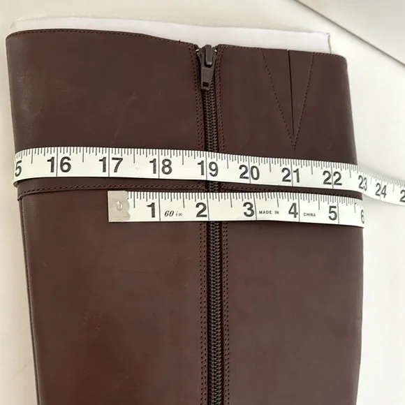 Ralph Lauren Madisen Brown Leather‎ Knee High Boots Zip Women’s Size 9.5B NEW
