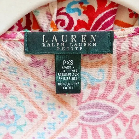 Ralph Lauren Multicolor Ruffle V-neck Sleeveless Tank Flare Mini Dress Size SP