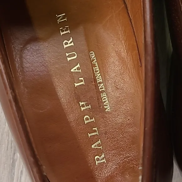 RALPH LAUREN x Crockett Jones‎ Brown Shell Cordovan Leather Sz 8 D Loafers Shoes