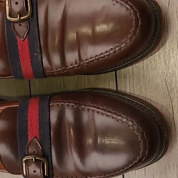 RALPH LAUREN x Crockett Jones‎ Brown Shell Cordovan Leather Sz 8 D Loafers Shoes