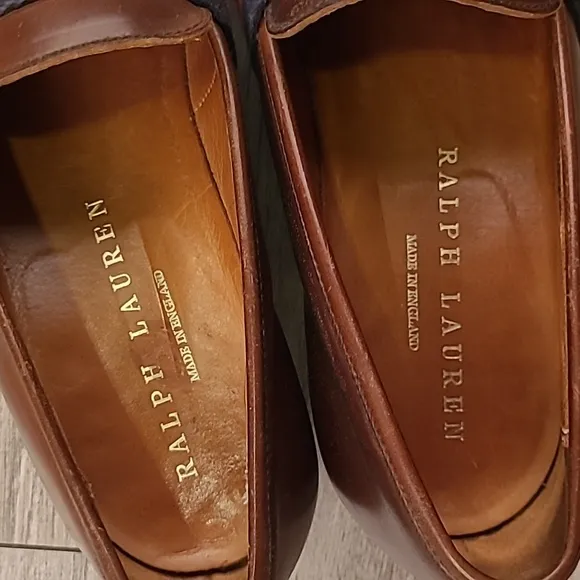RALPH LAUREN x Crockett Jones‎ Brown Shell Cordovan Leather Sz 8 D Loafers Shoes