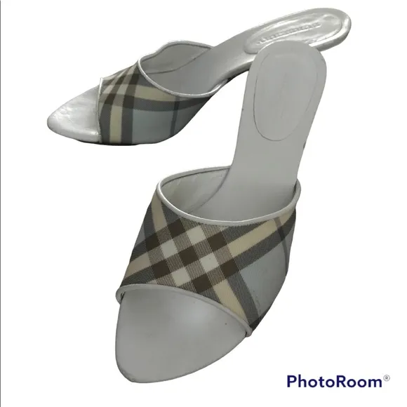 Rare Burberry Vintage NOVA Plaid Heeled Mules