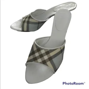 Rare Burberry Vintage NOVA Plaid Heeled Mules
