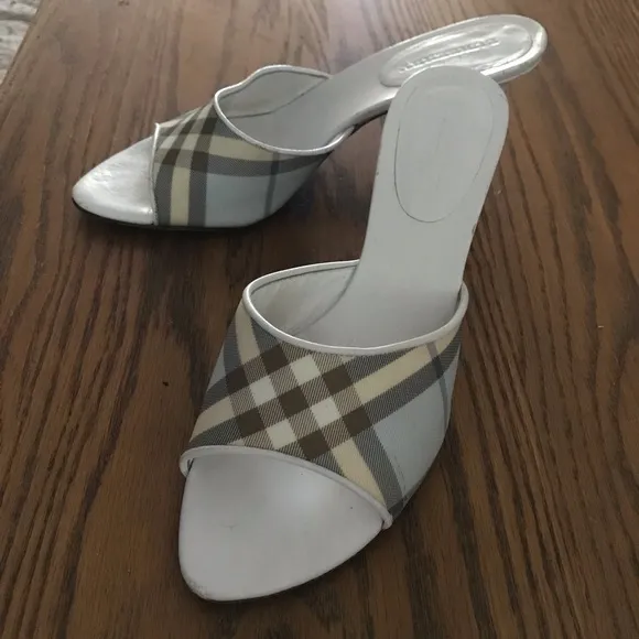 Rare Burberry Vintage NOVA Plaid Heeled Mules