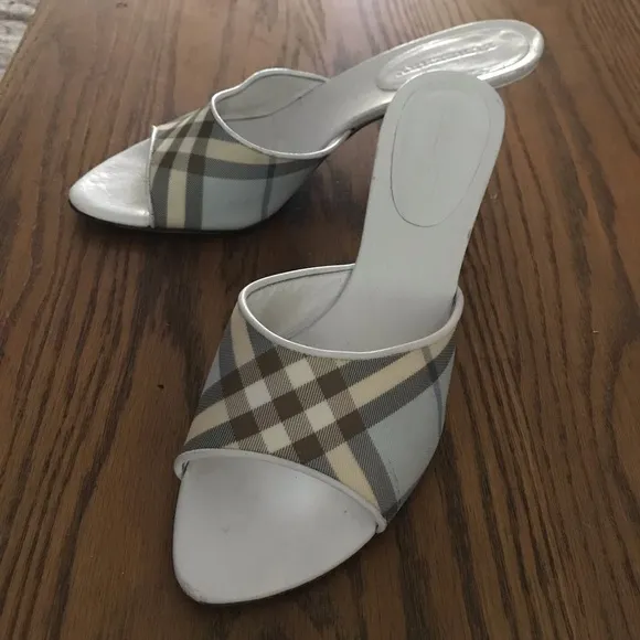 Rare Burberry Vintage NOVA Plaid Heeled Mules