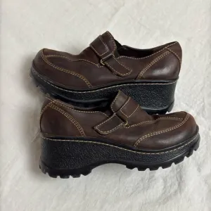 Rare MIA Y2K Chunky Platform Brown Leather Adjustable Mary Jane Boots Size 8.5