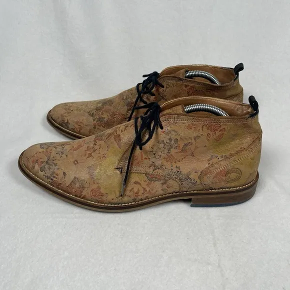RARE Steve Madden Men Soft Leather Dress Shoe Chukka Boot Floral Ltd  Blade-f