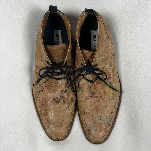 RARE Steve Madden Men Soft Leather Dress Shoe Chukka Boot Floral Ltd  Blade-f