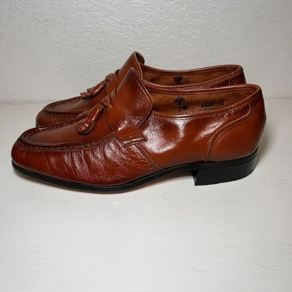 Rare Vintage Rand Golden Brown Tassel Leather Loafers Shoes Mens Sz 7.5M M1068