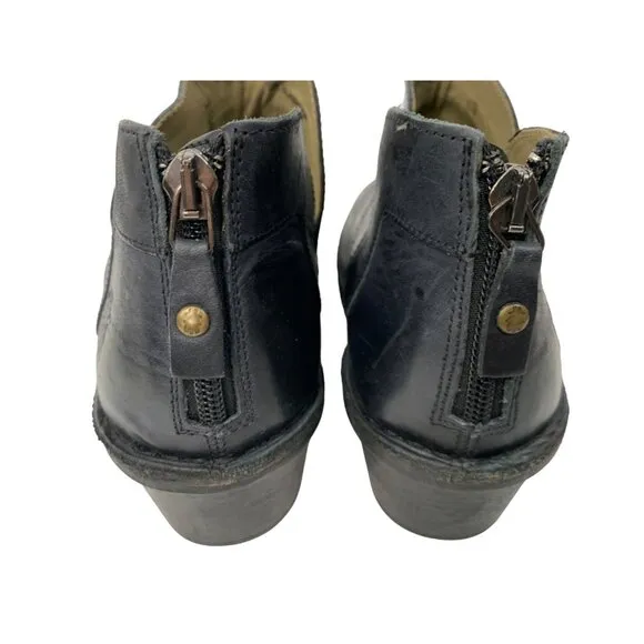 Rare VTG Fly London Womens Black Leather Ankle Boots Rear Zipper US 9 EUC 7915