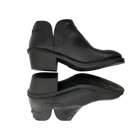 Rare VTG Fly London Womens Black Leather Ankle Boots Rear Zipper US 9 EUC 7915