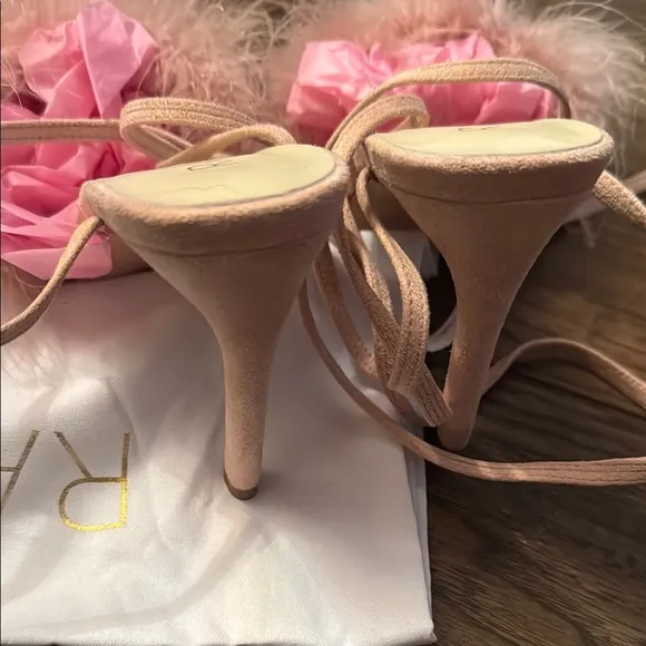 RAYE  Fara Pink Heels with Fluffy Fur Decoration
