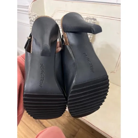 Reaction by Kenneth Cole size 7.5 black leather high heel sandals