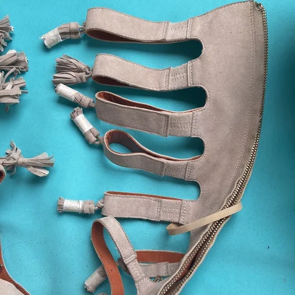 Rebecca Man beige tassels gladiator sandals new never worn. Size 8