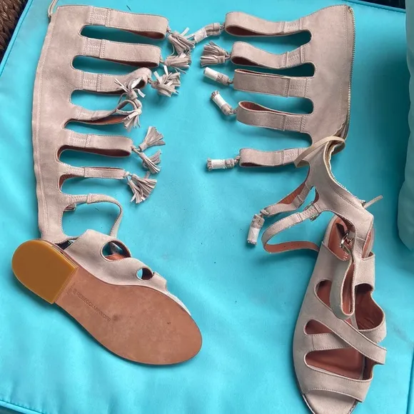Rebecca Man beige tassels gladiator sandals new never worn. Size 8