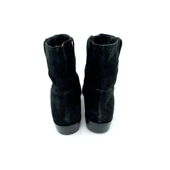 REBECCA MINKOFF Chasidy Black Suede Leather Pull On Ankle Boots Women SZ 10 NEW